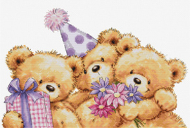 Borduurpakket Three Party Bears - Luca-S     ls-b1411