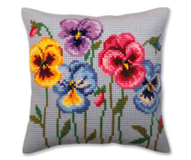 Kussen borduurpakket Pansies - Collection d'Art    cda-5383