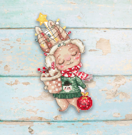 Borduurpakket Christmas Rabbit Ornament - Leti Stitch   leti-l8056