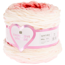 Chenillove Dégradé 200 gram = 240 meter - rood 003