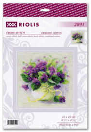 Borduurpakket Violets in a Pot - RIOLIS   ri-2091