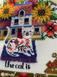 Borduurpakket Home is where the cat is - Merejka   mer-k220