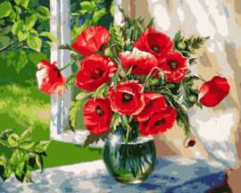 Schilderen op nummer Poppies in a Vase - Collection d'Art  cda-pbn-b025