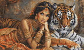 Borduurpakket The Indian Princess and The Royal Tiger - Luca-S     ls-bu5060