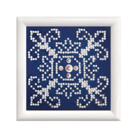 Diamond Dotz White on Blue with Frame - Needleart World    nw-dd01-003f