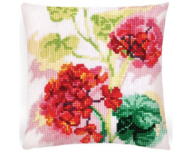 Kussen borduurpakket Red Geranium - Collection d'Art  cda-5418