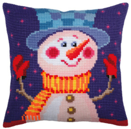 Kussen borduurpakket Cheerful Snowman - Collection d'Art    cda-5389