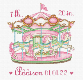 Borduurpakket Baby Carousel Pink - Leti Stitch   leti-l8046