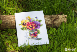 Borduurpakket Pansies and Butterfly - Merejka    mer-k153