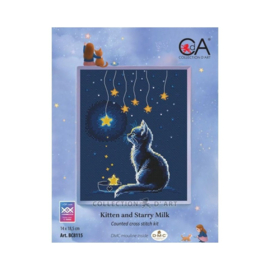 Borduurpakket Kitten and Starry Milk - Collection d'Art     cda-bc8115