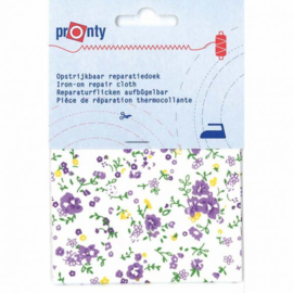 Pronty Reparatiedoek print opstrijkbaar met bloem / 10x40cm kleur 008 paars
