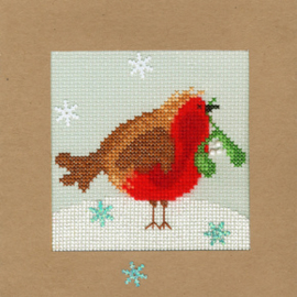 Borduurpakket Christmas Cards - Snowy Robin - Bothy Threads    bt-xmas14