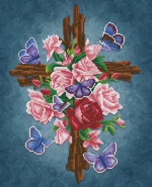 Diamond Dotz Flower Cross - Needleart World    nw-dd09-061