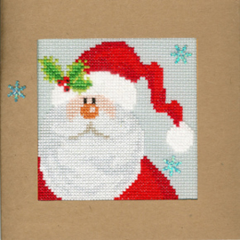 Borduurpakket Christmas Cards - Snowy Santa - Bothy Threads    bt-xmas15