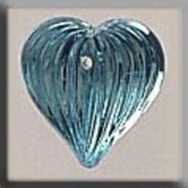 Glass Treasures Medium Fluted Heart-Aqua - Mill Hill   mh-12069