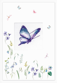 Borduurpakket Postcard - Butterfly Purple - Luca-S    ls-sp102
