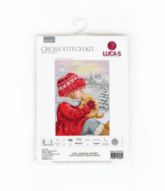 Borduurpakket Girl Kissing Puppy - Luca-S    ls-bu5027