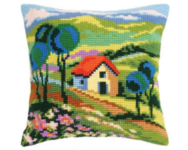 Kussen borduurpakket Green Hills - Collection d'Art   cda-5461