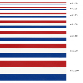 Nationaallint / Rood, wit, blauw lint / 10, 15, 25, 38, 50, 70 en 100 mm