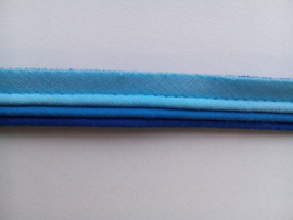 Paspelband / Pipingband 3 kleuren (blauw, aqua blauw en licht blauw)