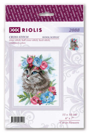 Borduurpakket Cat in Flowers - RIOLIS   ri-2088