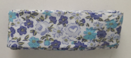 Bosje Biaisband met  bloemen 20 mm / blauw creme groen