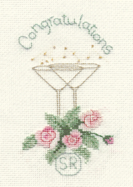 Borduurpakket Greeting Card - Rose And Champagne - Bothy Threads     bt-dwcdg12