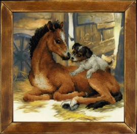 Borduurpakket Foal and Puppy - RIOLIS    ri-pt0052