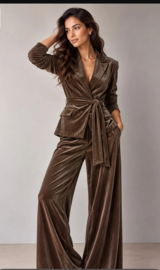 Velvet Fleece Brushed Donker bruin - kleur 055