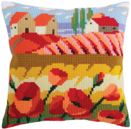 Kussen borduurpakket Poppy Field - Collection d'Art    cda-5320