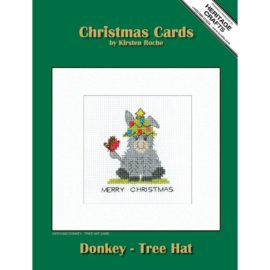 Borduurpakket Donkey Card - Tree Hat - Heritage Crafts     hc-1920a