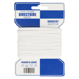 Blauwe kaart directoire elastiek 6 mm / 10 Meter / wit