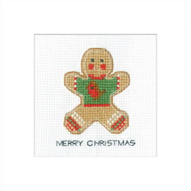 Borduurpakket Gingerbread Card - Christmas Jumper - Heritage Crafts    hc-1791a