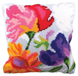 Kussen borduurpakket Stylish Flowers - Collection d'Art    cda-5227