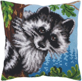 Kussen borduurpakket Little Raccoon - Collection d'Art    cda-5273