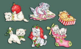 Borduurpatroon Christmas Kitties Ornaments incl. treasures - Leti Stitch     leti-l430