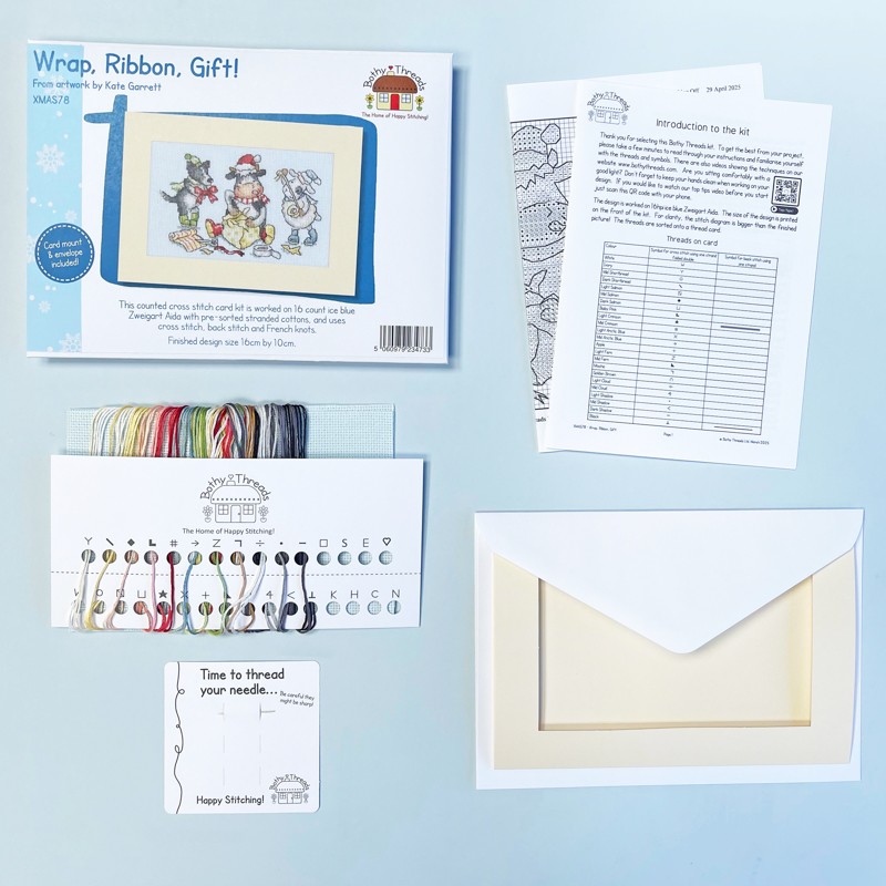 Borduurpakket Kate Garrett - Wrap, Ribbon, Gift! - Bothy Threads    bt-xmas78