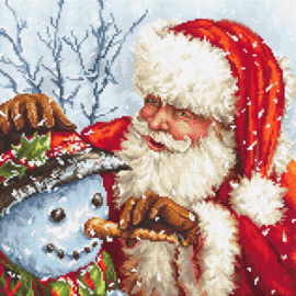 Borduurpakket Santa Claus and Snowman - Leti Stitch    leti-0919