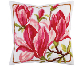 Kussen borduurpakket Magnolia flowers - Collection d'Art    cda-5292