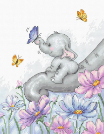 Borduurpakket Elephant with Butterfly - Luca-S  ls-b1183