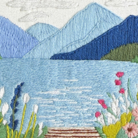 Vrij borduren pakket Blooming Blue Lake - Milpoint    mil-e1-001k