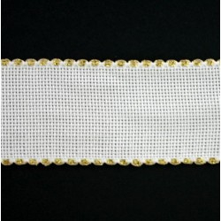 Aida Borduurband wit met goude rand rand / 5 cm breed