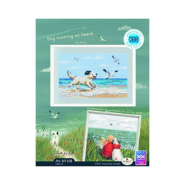 Borduurpakket Dog Running on Beach - RTO     rto-m01108