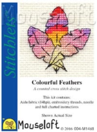 Borduurpakket Colourful Feathers - Mouseloft    ml-004-m14