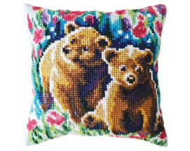 Kussen uittel borduurpakket Bear Cubs - Collection d'Art    cda-5478cc