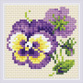 Diamond Mosaic Pair of Pansies - RIOLIS    ri-am0037