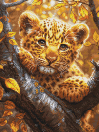 Borduurpakket Leopard Cub at Sunrise  - Luca-S      ls-bu5068