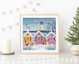 Borduurpakket Snowy Sea Cottage - Leti Stitch     leti-l9915