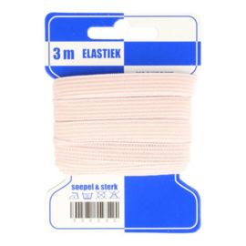 Blauwe kaart fleurig elastiek / 8 mm licht roze