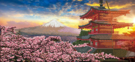 Simply Dotz Mount Fuji and Chureito Pagoda at Sunset, Japan - Needleart World   nw-sd09-402